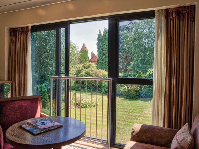 view from the Oakwood bedroom at Careys Manor Hotel