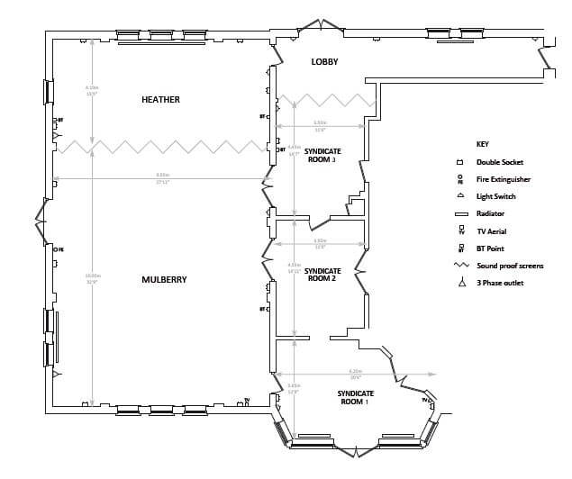 Floor plan for a conference room in a hotel