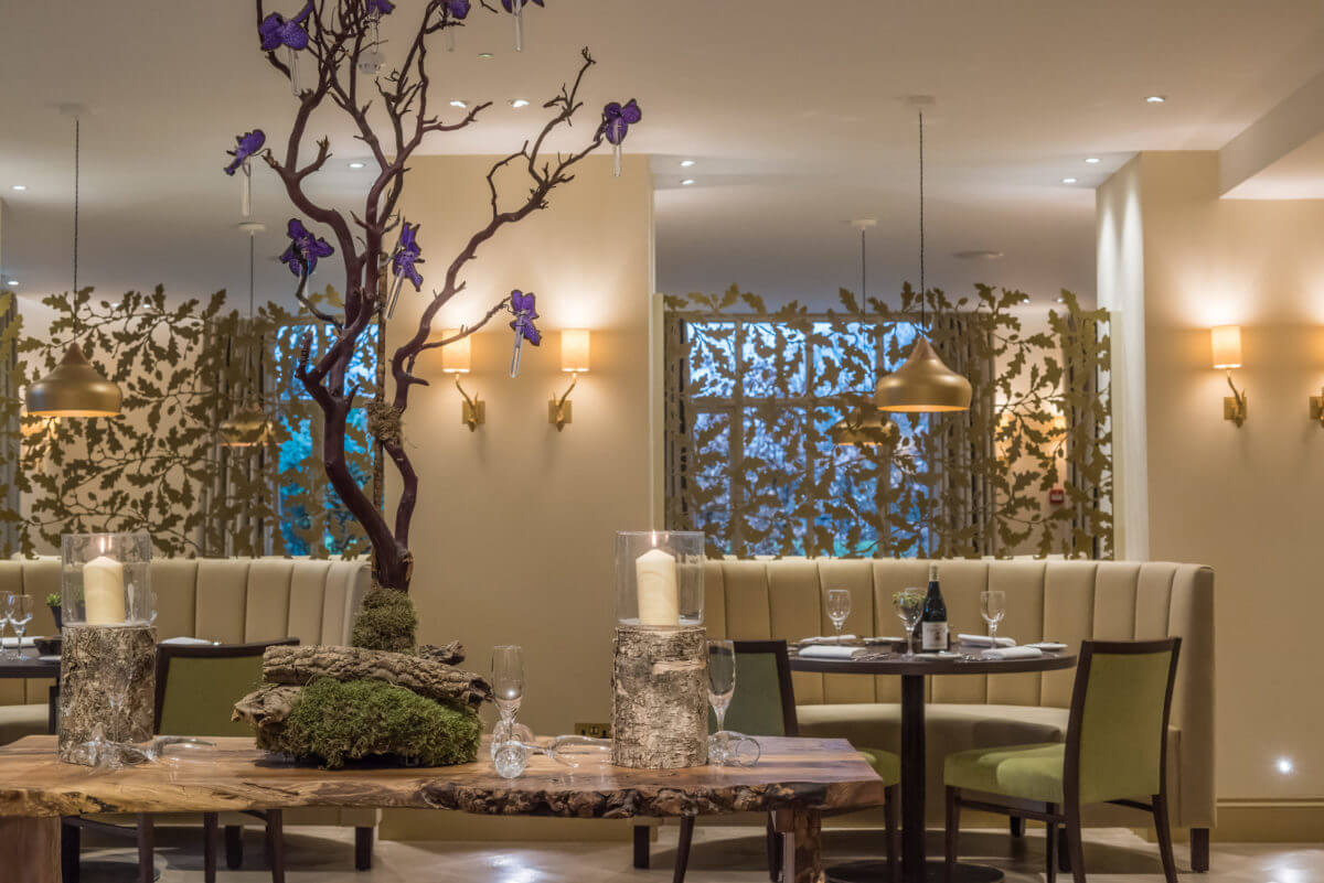 Interior of restaurant Cambium at Careys Manor Hotel & SenSpa