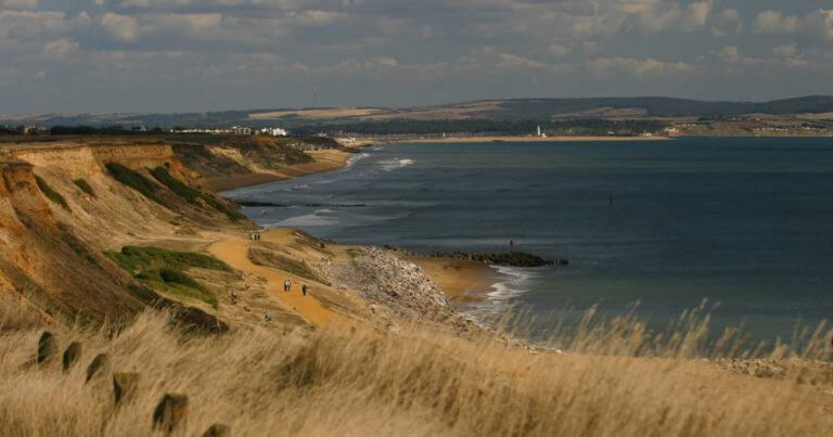 A stretch of coastline at Milford on Sea in the New Forest national park