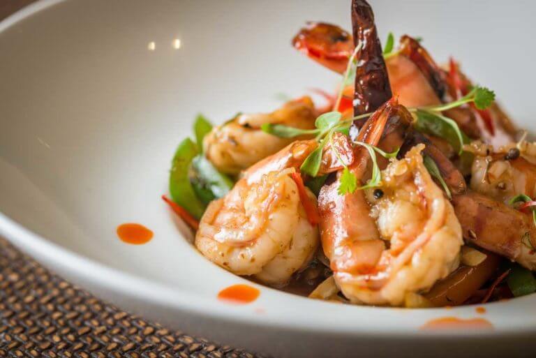 Thai Prawn dish at Careys Manor Hotel & SenSpa