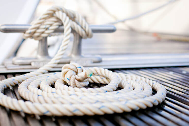Piece of rope attached to a boat