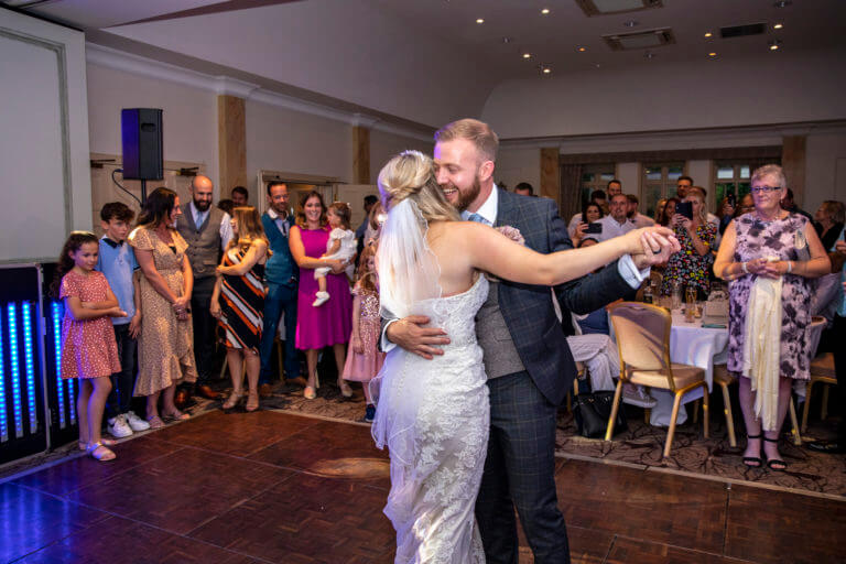 First dance at a wedding reception at Careys Manor Hotel