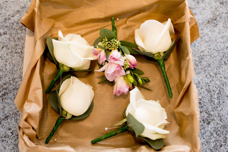 Buttonhole flowers for wedding day
