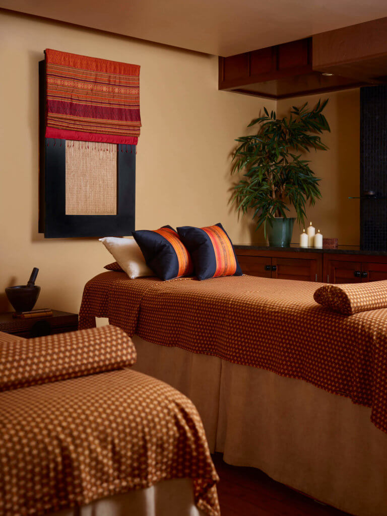 The Thai style interior of a treatment room at SenSpa