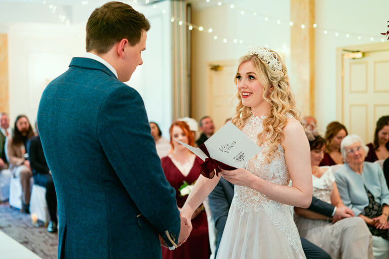 The Bride reads her vows to the groom