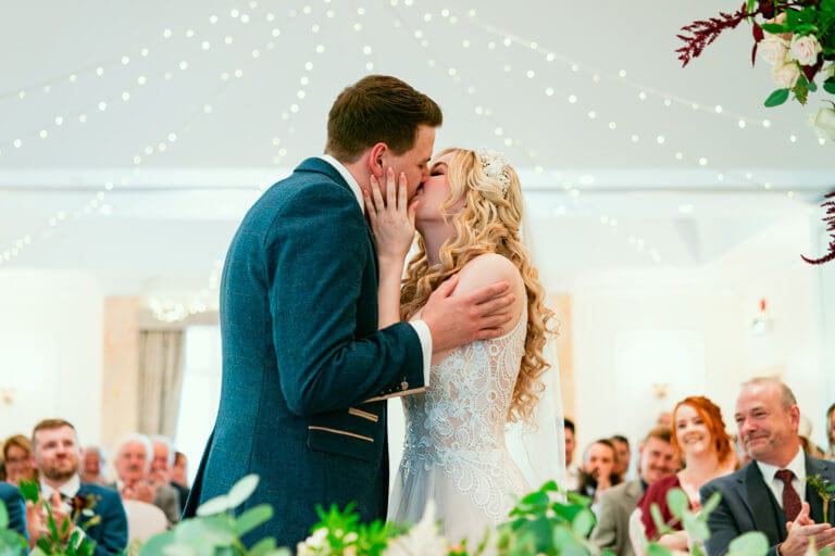 The Bride and Groom kiss at the end of the ceremony