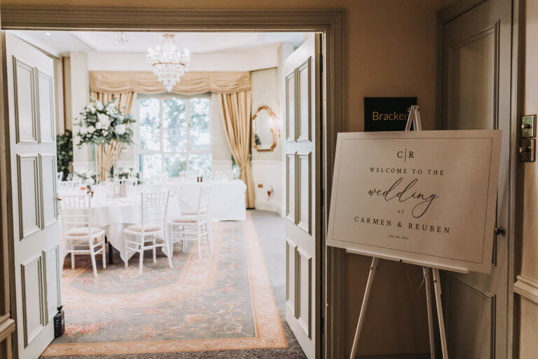 entrance into the wedding breakfast in the Manor Suite