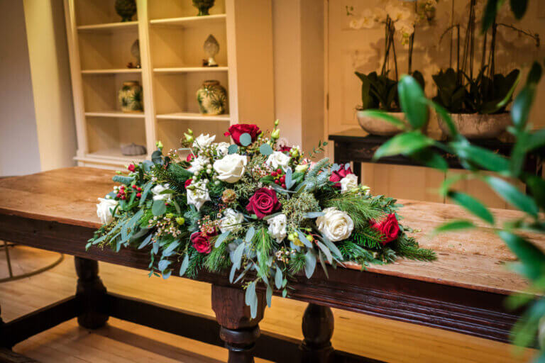 Floral display on the registrars table