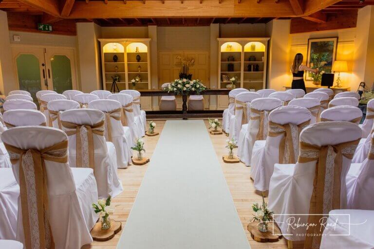 Wedding aisle at Careys Manor Hotel & SenSpa wedding venue in The New Forest