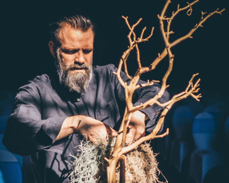 Owen Lavin of Little Lillies working on a sculpture