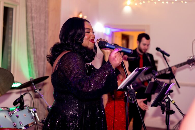 Lead singer of the band performs